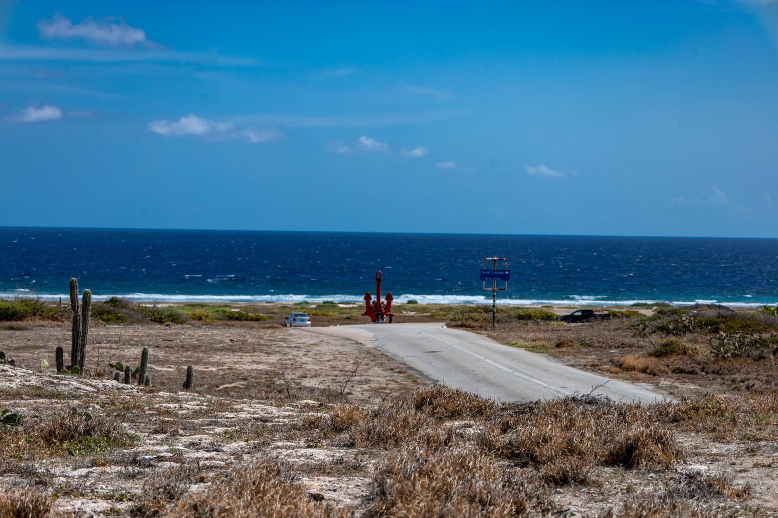 The Seroe Colorado anchor on the rugged coast, Aruba